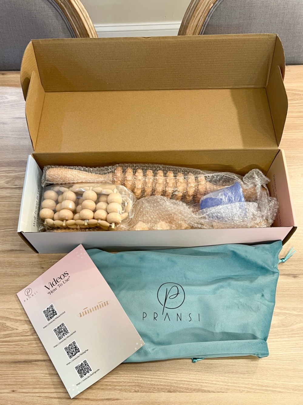 New in Box 10-in-1 Wood Therapy Massage Tool Kit by the brand Pransi